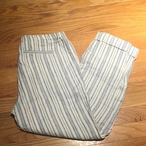 joie linen pants with blue and white stripes